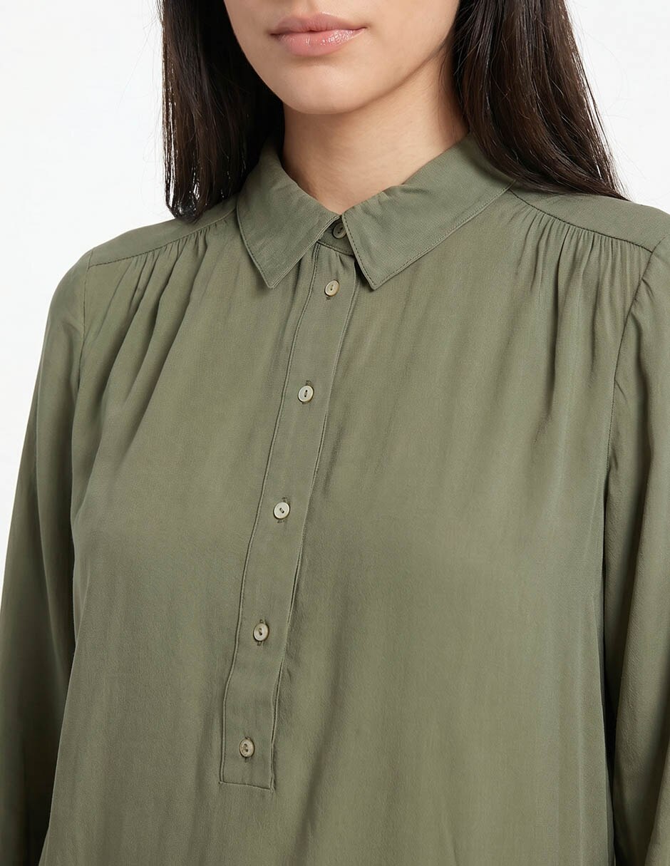 Blusa camisera manga larga para mujer 4