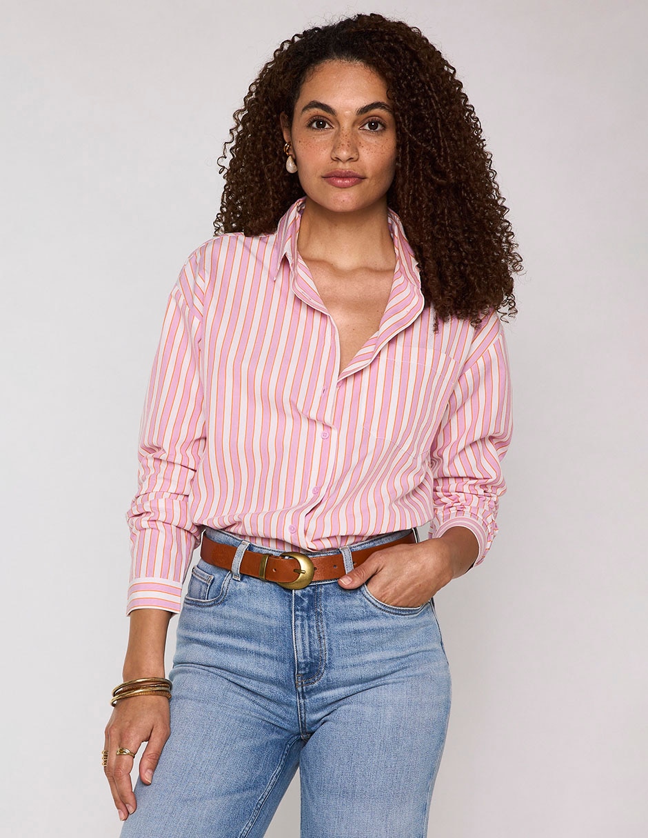 Blusa camisera manga larga para mujer