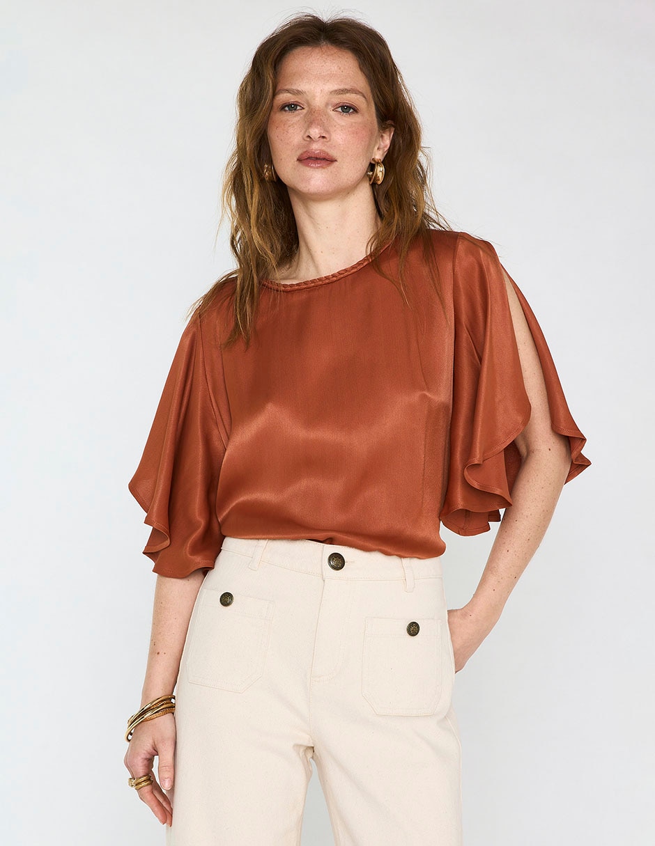 Blusa manga al codo para mujer