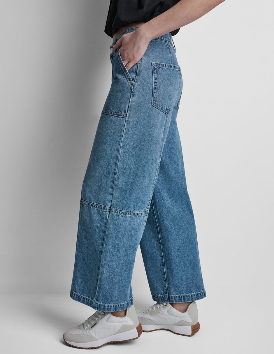 Jeans wide leg dkny para mujer 2