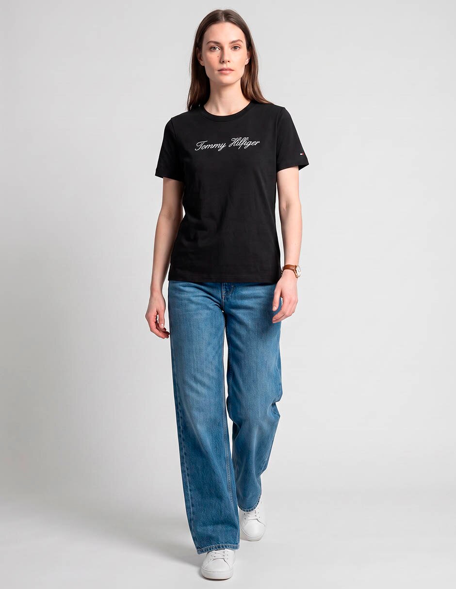 Playera manga corta tommy cuello redondo para mujer