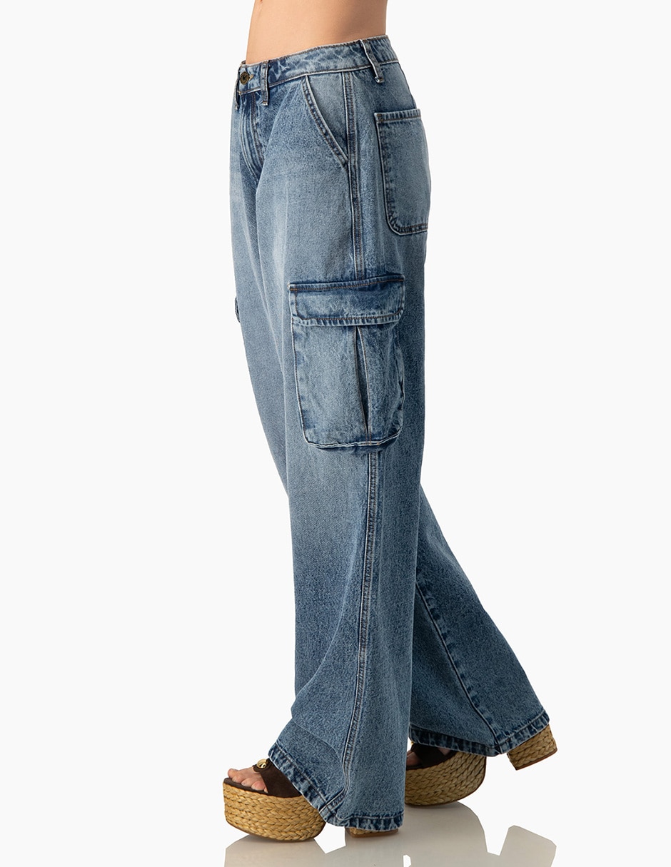 Jeans cargo amplio cintura ninguno ninguno para mujer 3