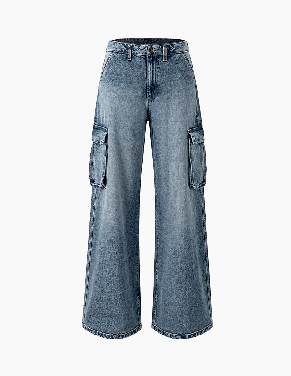 Jeans cargo amplio cintura ninguno ninguno para mujer 7