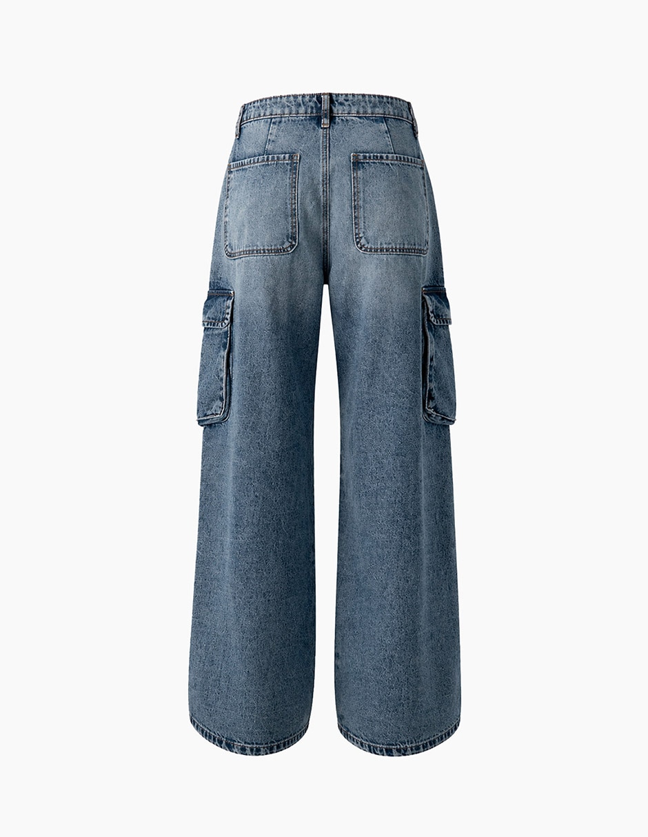 Jeans cargo amplio cintura ninguno ninguno para mujer 8