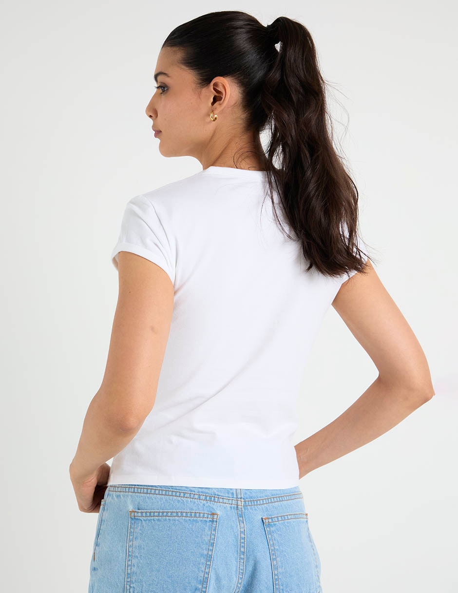 Playera manga corta cuello redondo para mujer 2