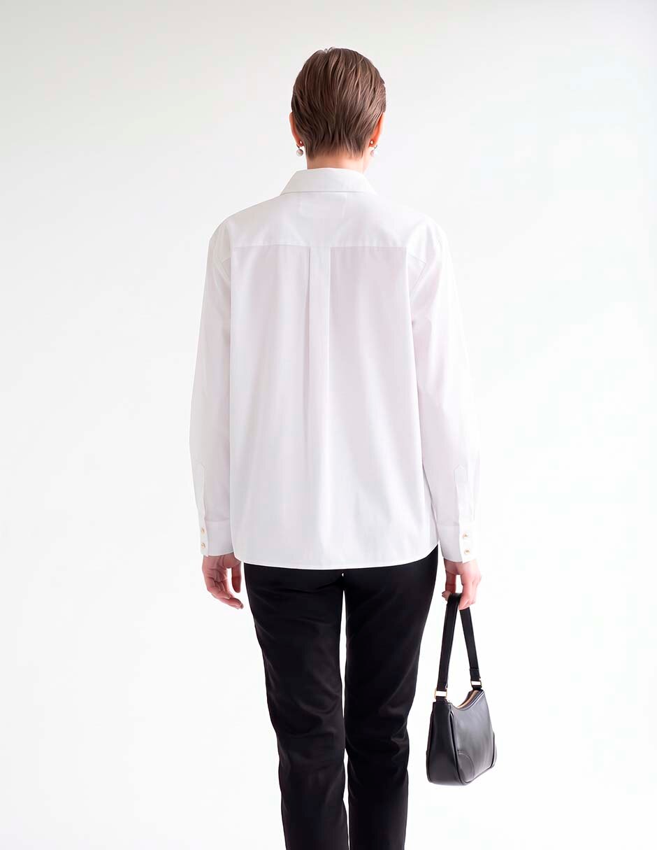 Blusa camisera Karl Lagerfeld manga larga para mujer 4