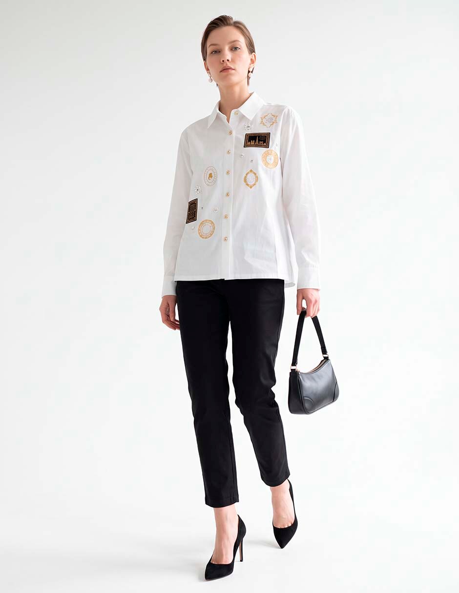 Blusa camisera Karl Lagerfeld manga larga para mujer 3
