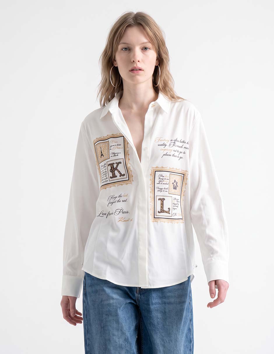 Blusa camisera manga larga para mujer