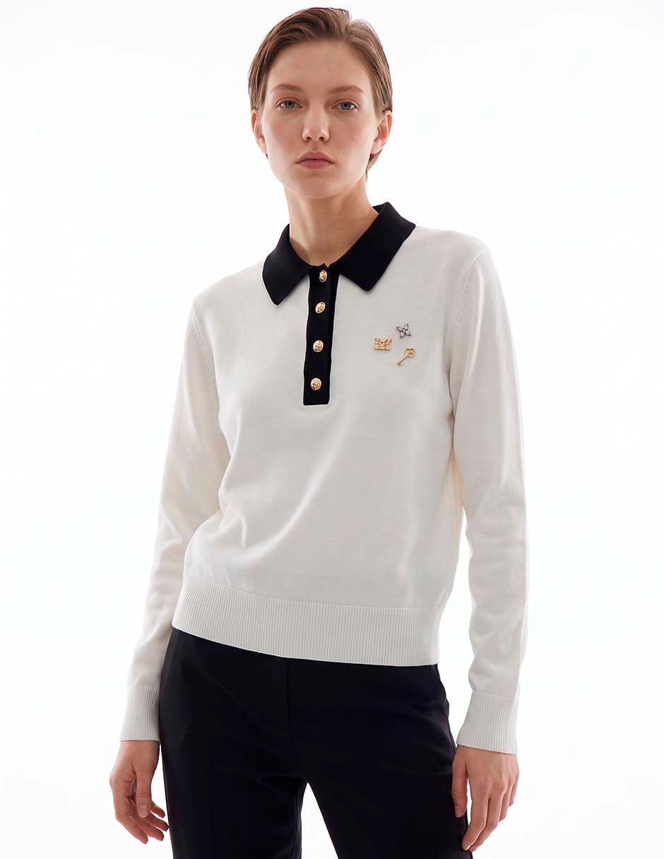 Suéter cuello camisero para mujer Suéter cuello camisero para mujer