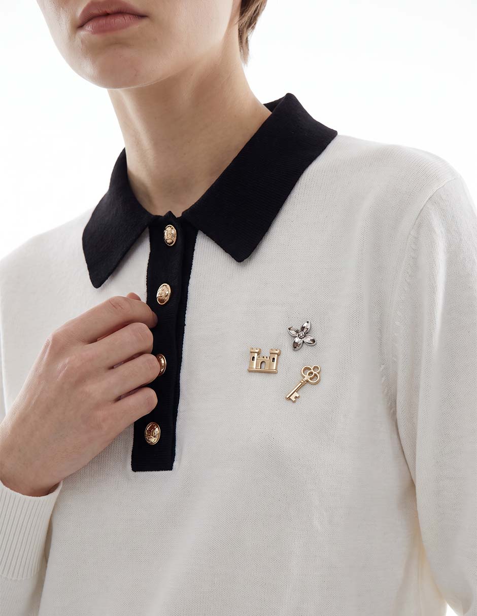 Suéter cuello camisero para mujer 2