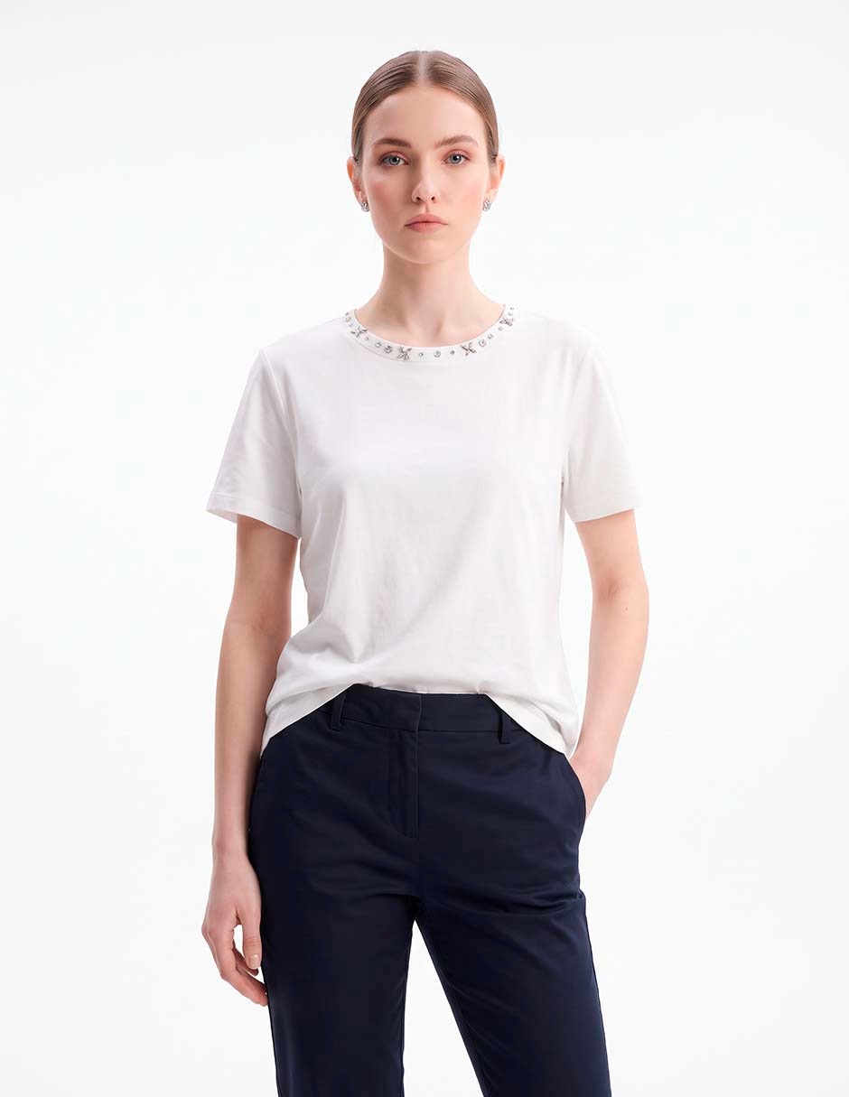 Playera manga corta cuello redondo para mujer Playera manga corta cuello redondo para mujer