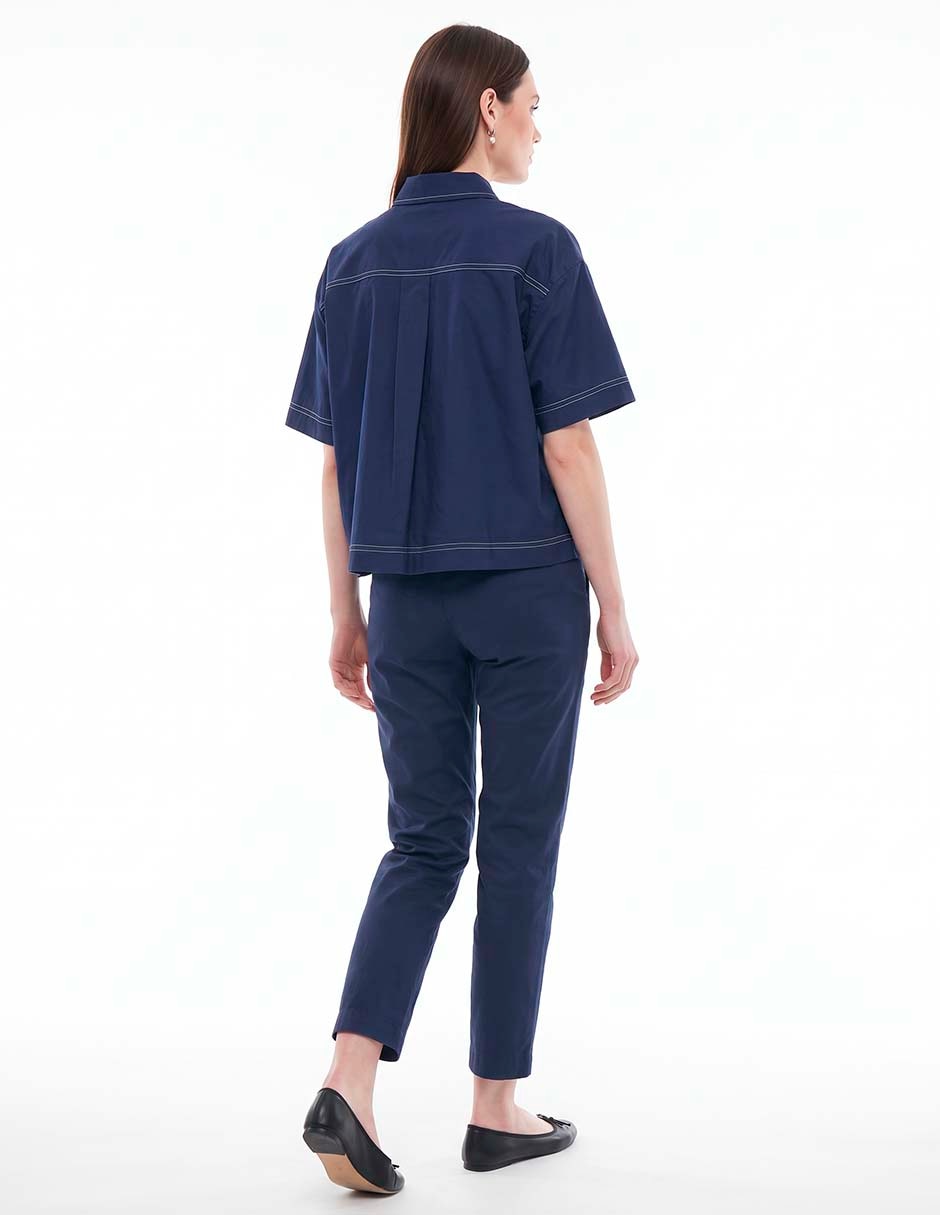 Blusa camisera manga corta para mujer 4