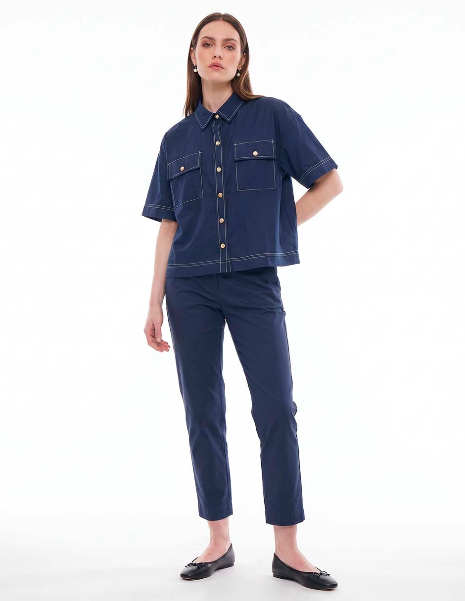 Blusa camisera manga corta para mujer 3