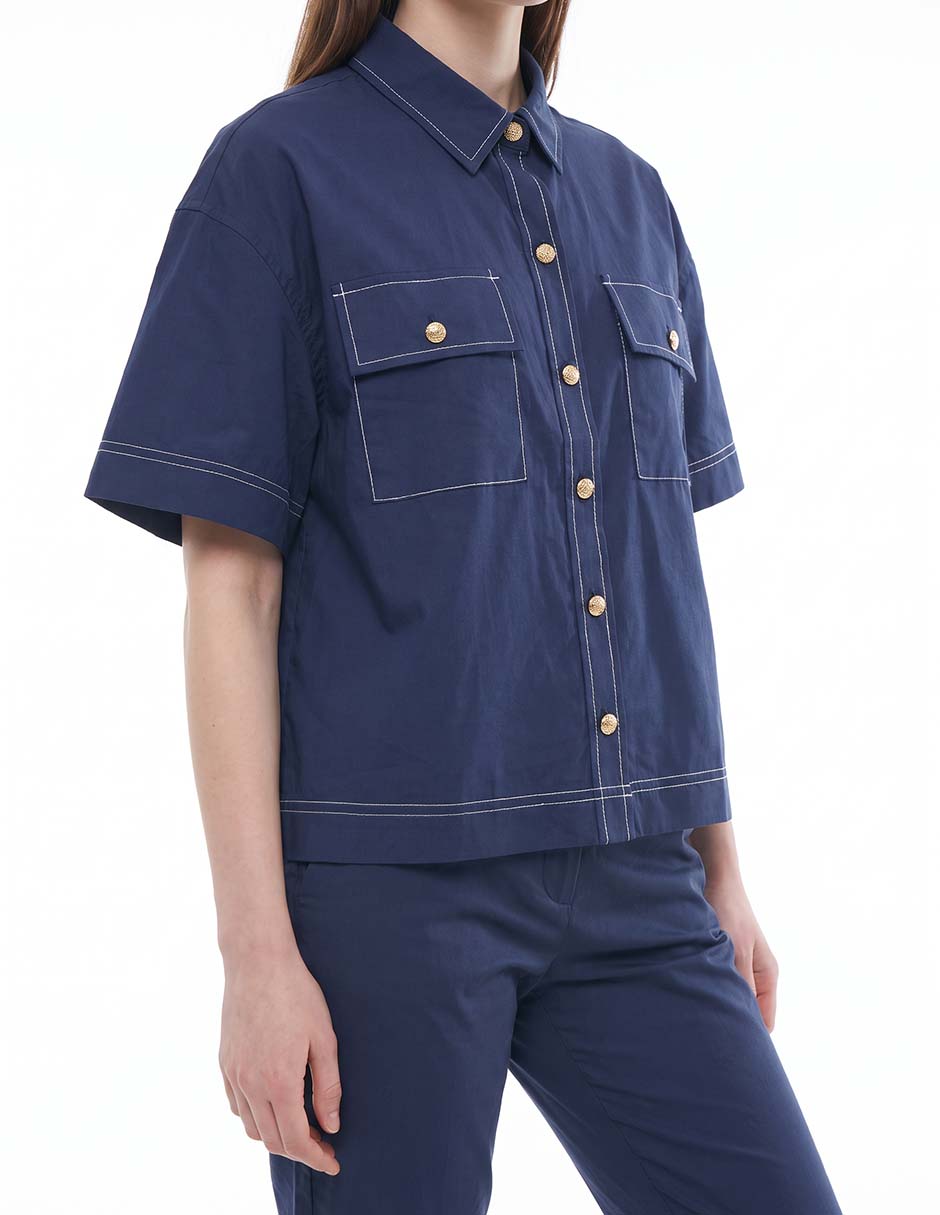 Blusa camisera manga corta para mujer 2
