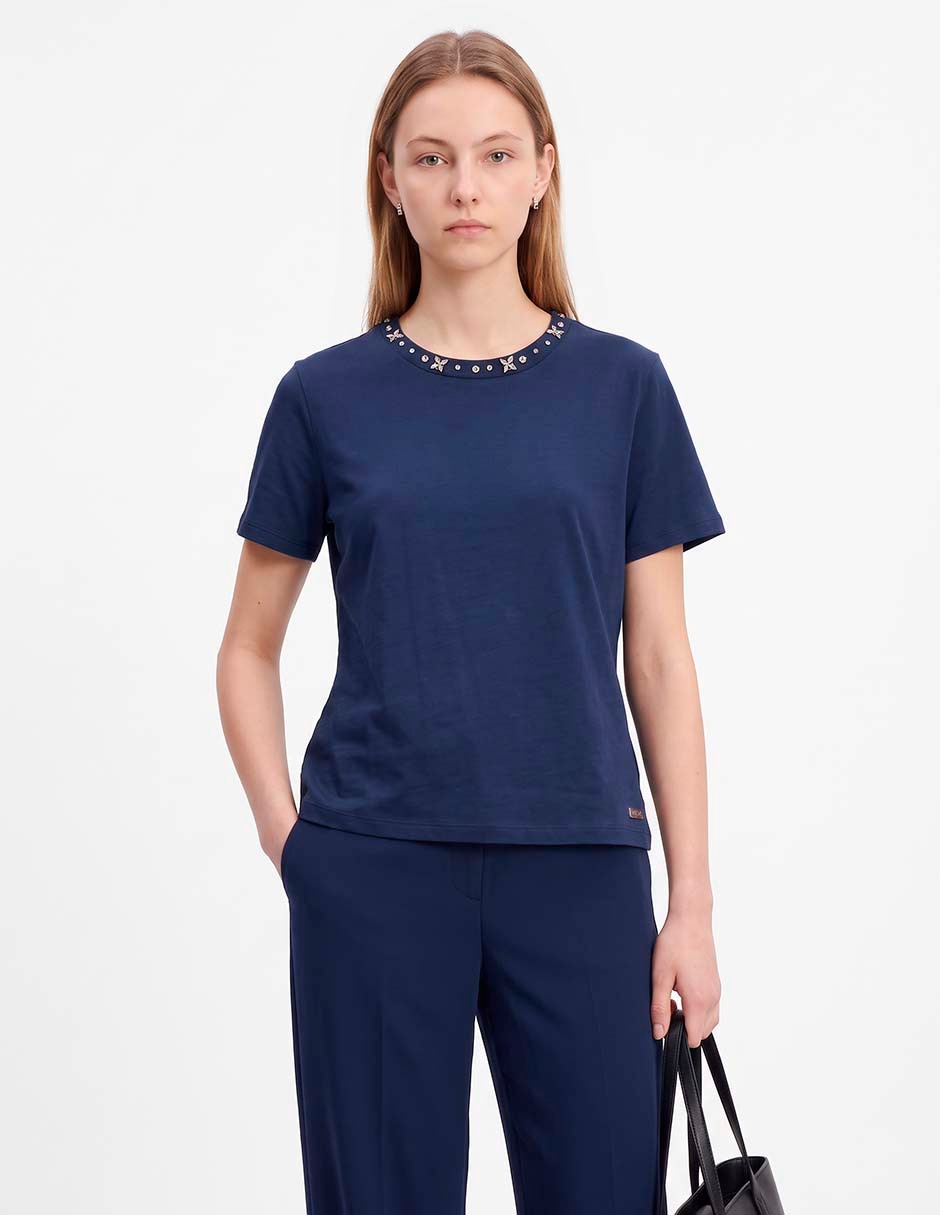 Playera manga corta Karl Lagerfeld cuello redondo para mujer Playera manga corta Karl Lagerfeld cuello redondo para mujer