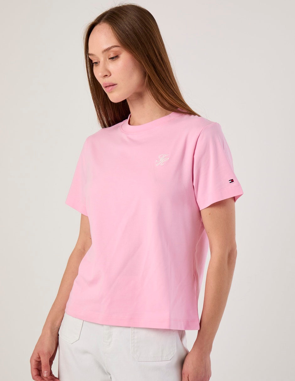 Playera manga corta cuello redondo para mujer