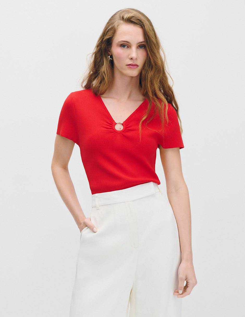 Blusa manga corta para mujer