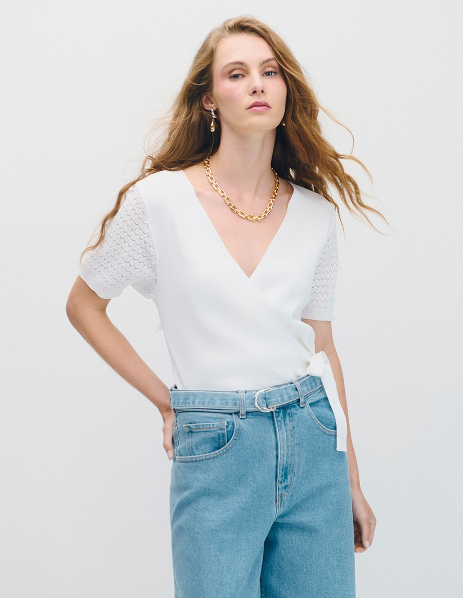 Blusa manga corta para mujer