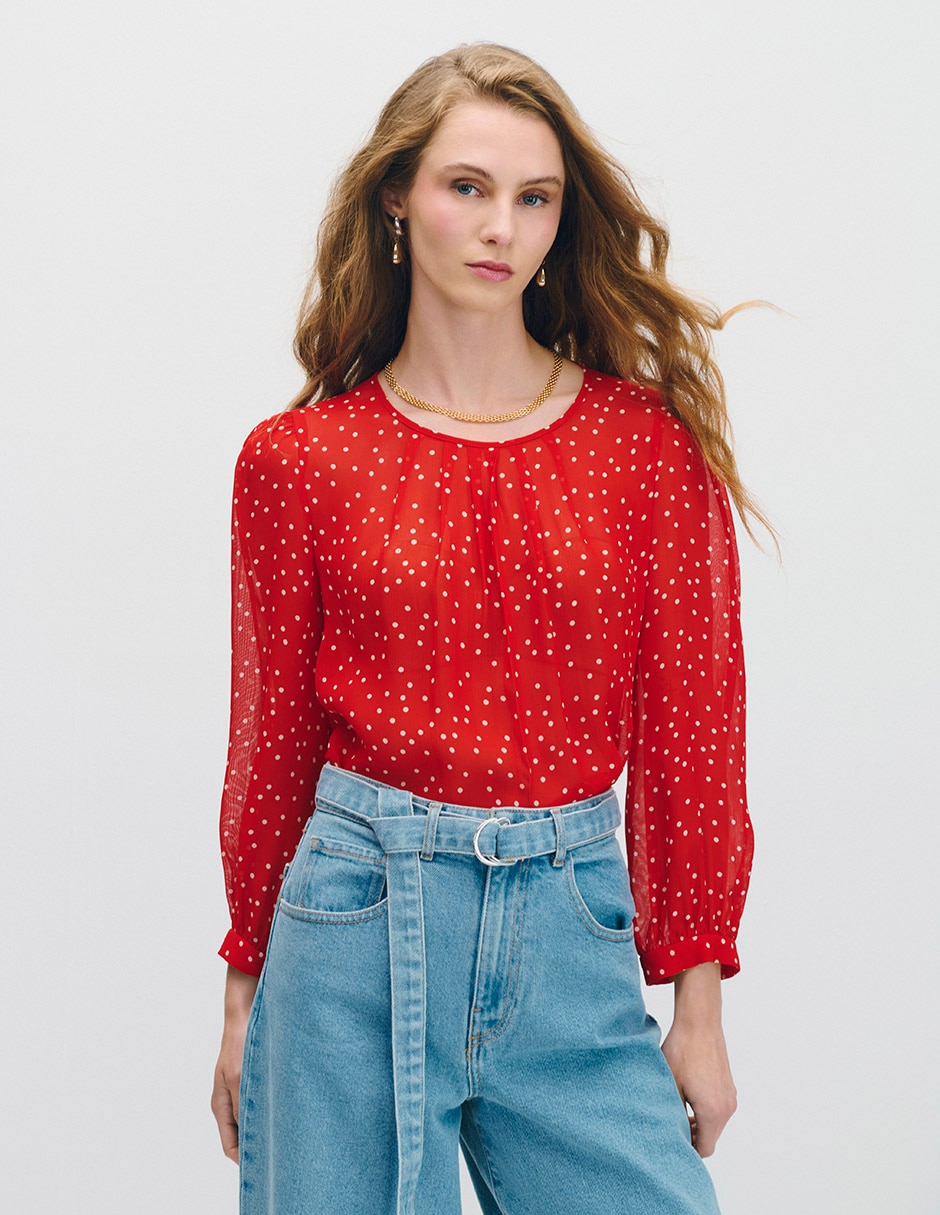Blusa manga larga para mujer