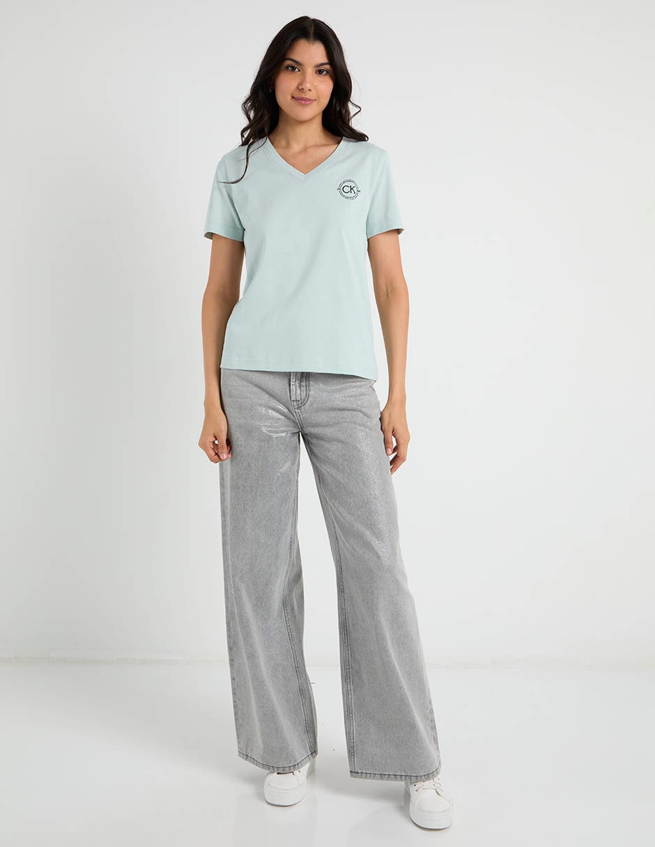 Playera manga corta Ck cuello v para mujer