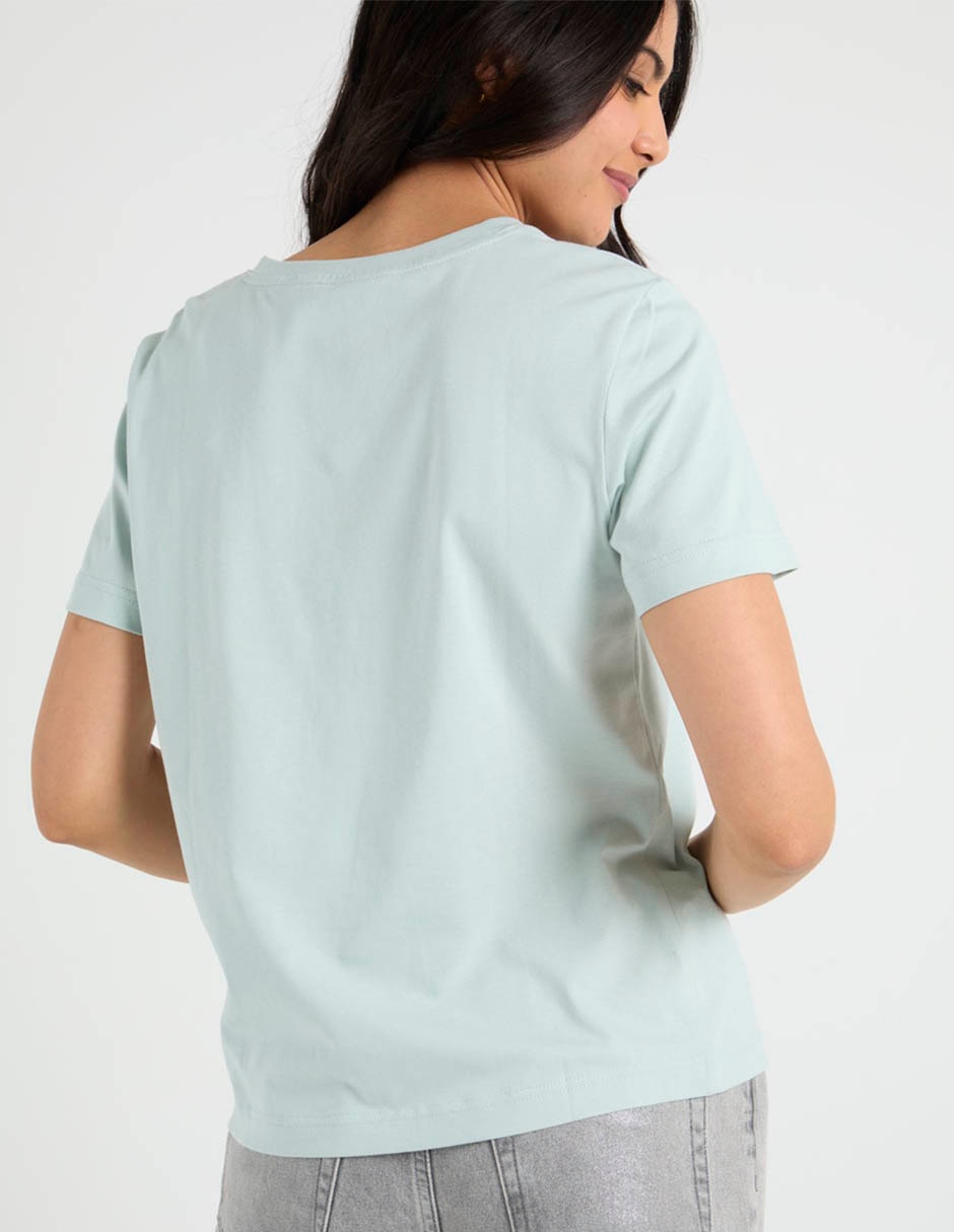 Playera manga corta Ck cuello v para mujer