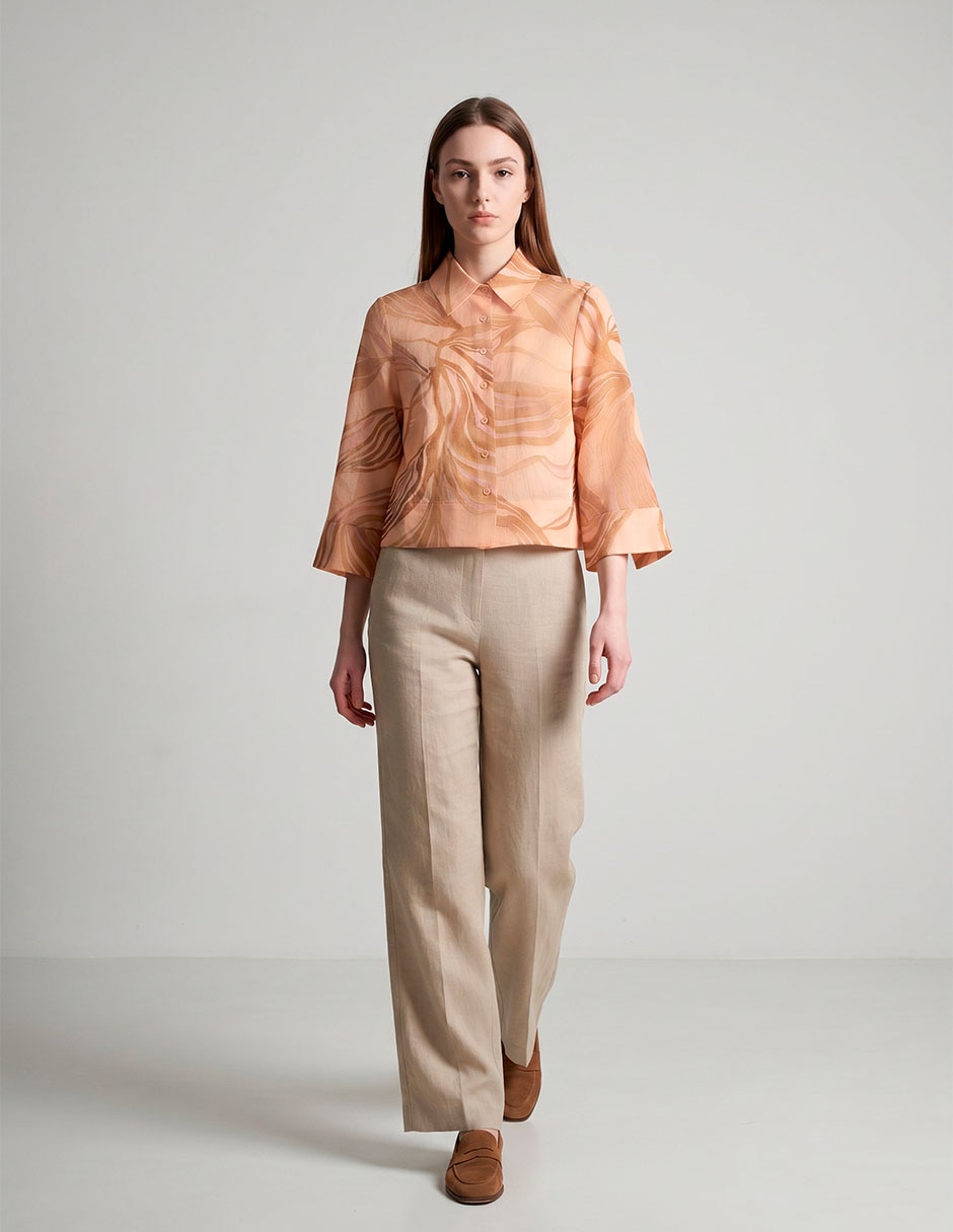 Blusa camisera manga 3/4 para mujer