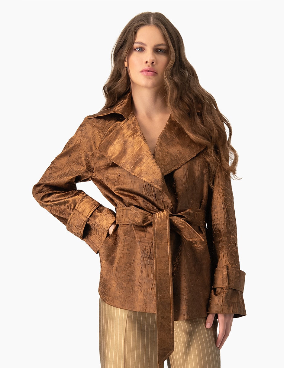 Gabardina impermeable con bolsillos para mujer