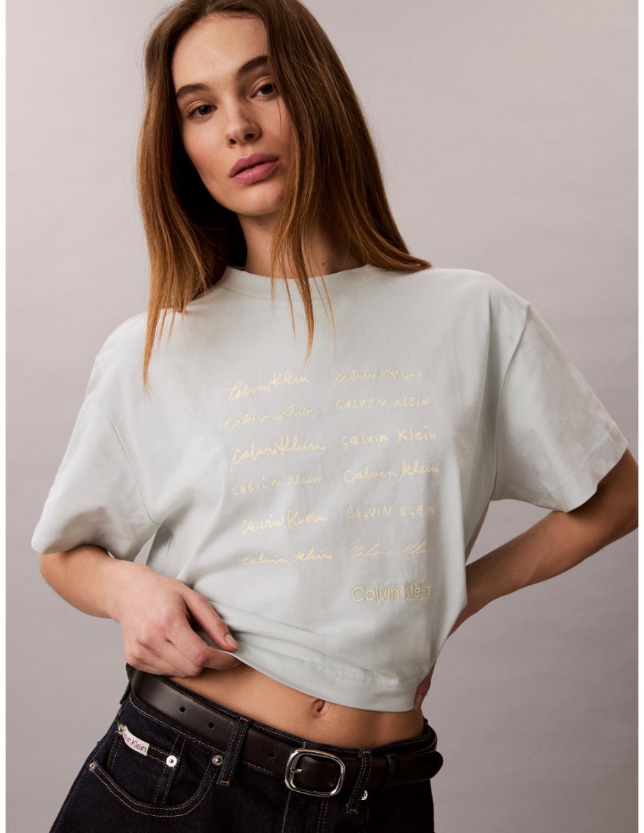 Playera manga corta cuello redondo para mujer