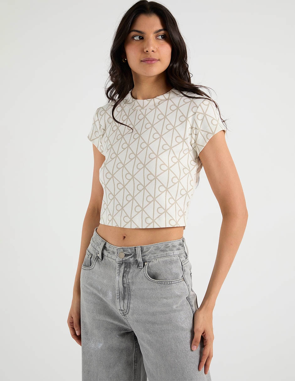Playera manga corta cuello redondo para mujer Playera manga corta cuello redondo para mujer
