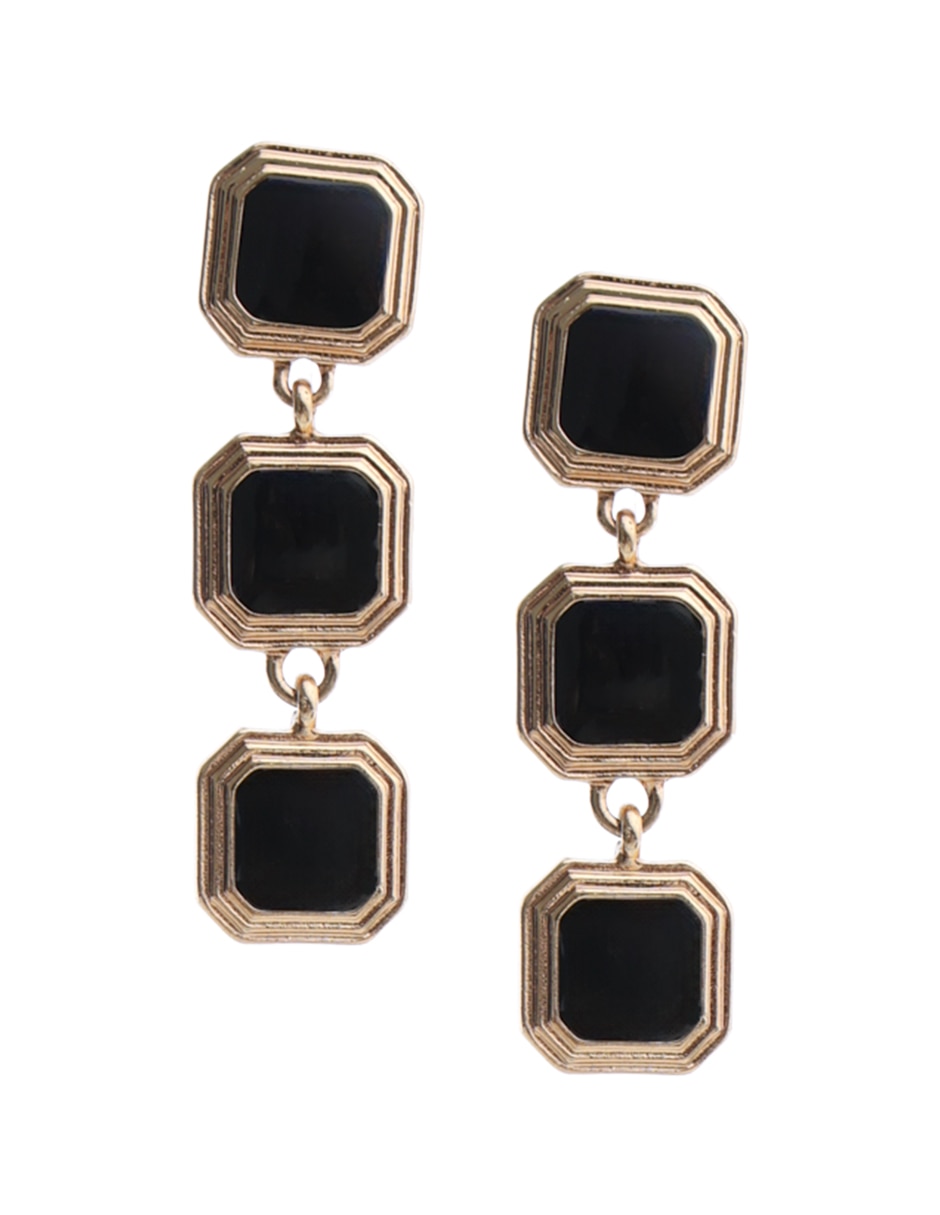 Aretes largos cuadrado con acabado pavé resina Aretes largos cuadrado con acabado pavé resina