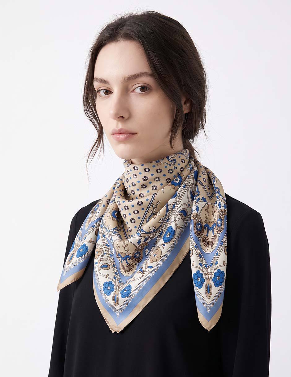 Pashmina estampado floral de seda para mujer Pashmina estampado floral de seda para mujer