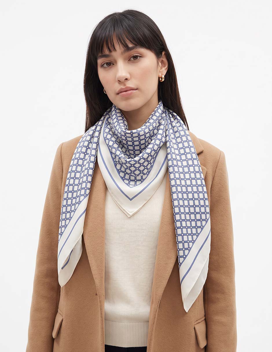 Pashmina con estampado geométrico de seda para mujer Pashmina con estampado geométrico de seda para mujer