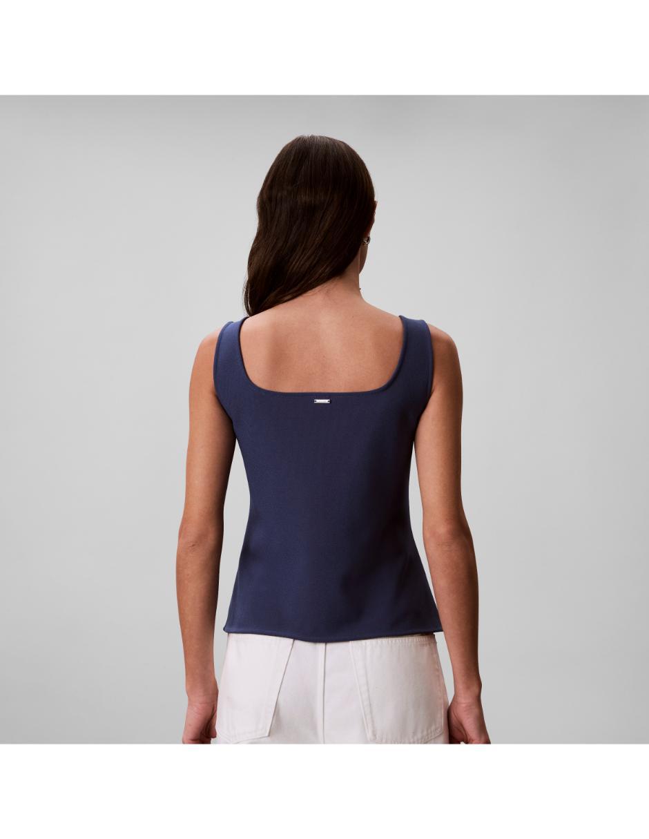 Top cuello con cierre escote redondo tirante ancho 2