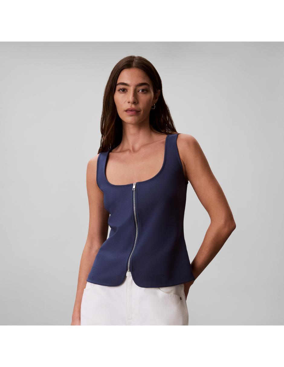 Top cuello con cierre escote redondo tirante ancho