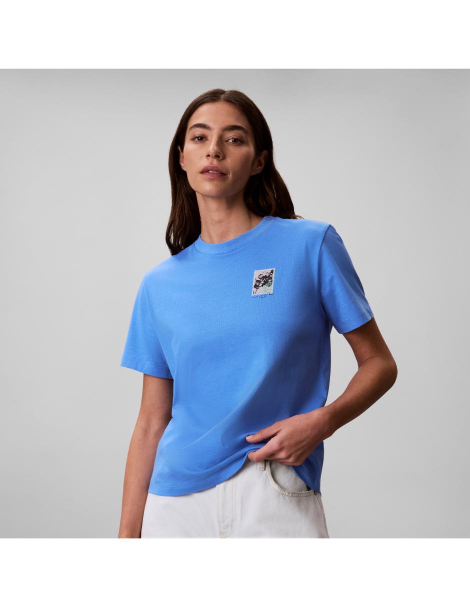 Playera manga corta cuello redondo para mujer