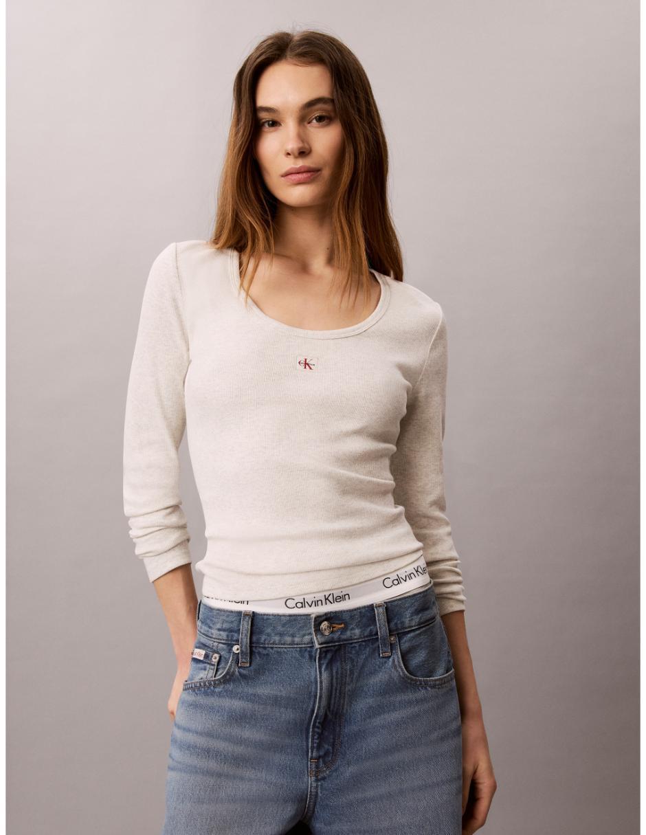 Playera manga larga cuello redondo para mujer Playera manga larga cuello redondo para mujer