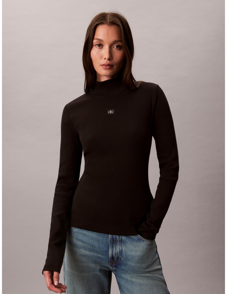 Playera manga larga cuello alto mujer 1
