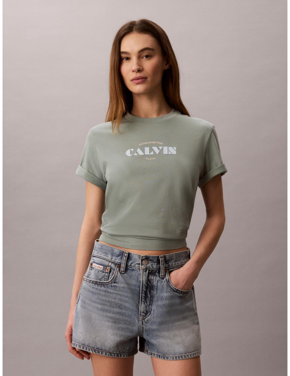 Playera manga corta cuello redondo para mujer