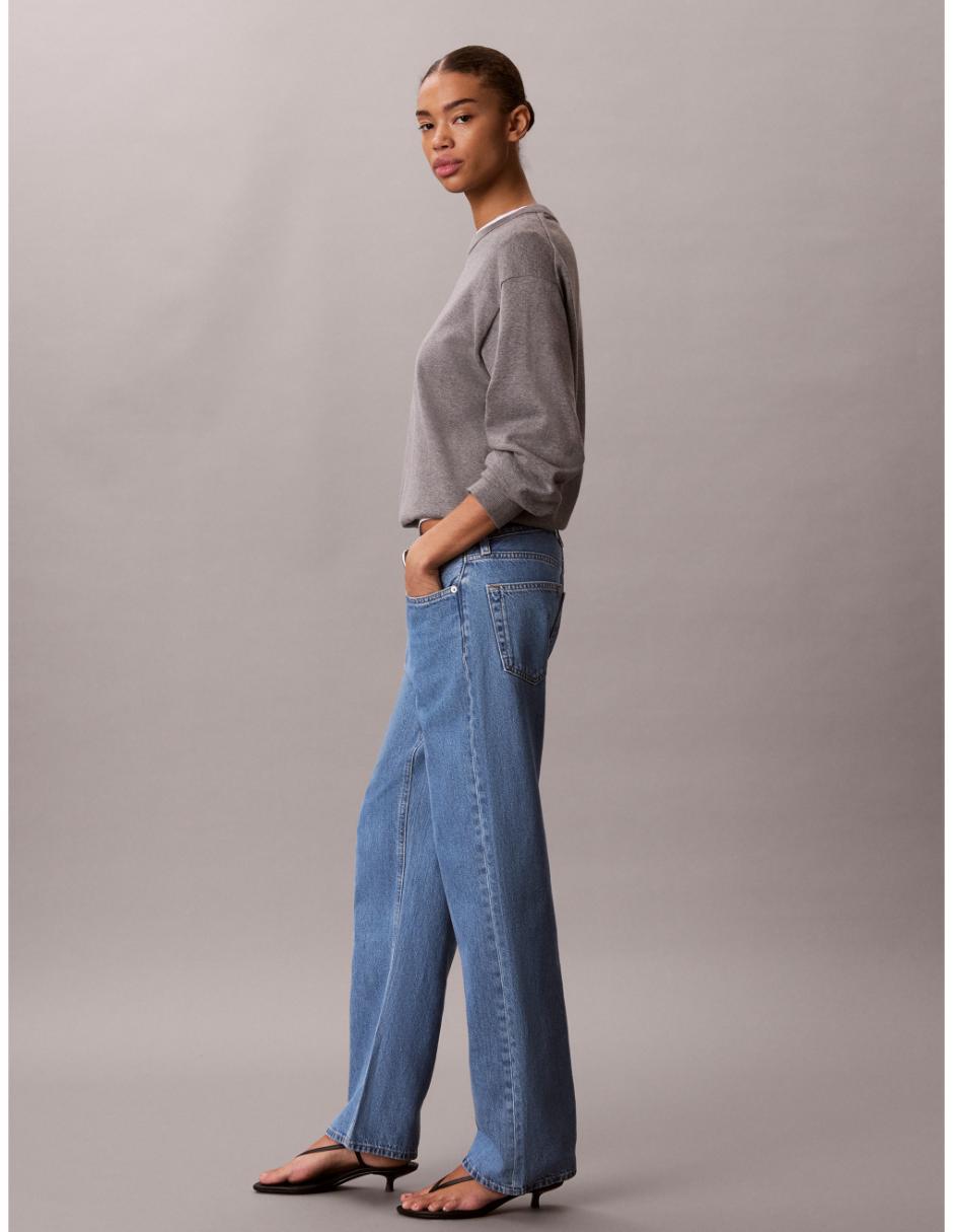 Jeans Jogger Regular Straight Calvin Klein 47G799G-Yrc Corte Cintura Alta Para Mujer 3
