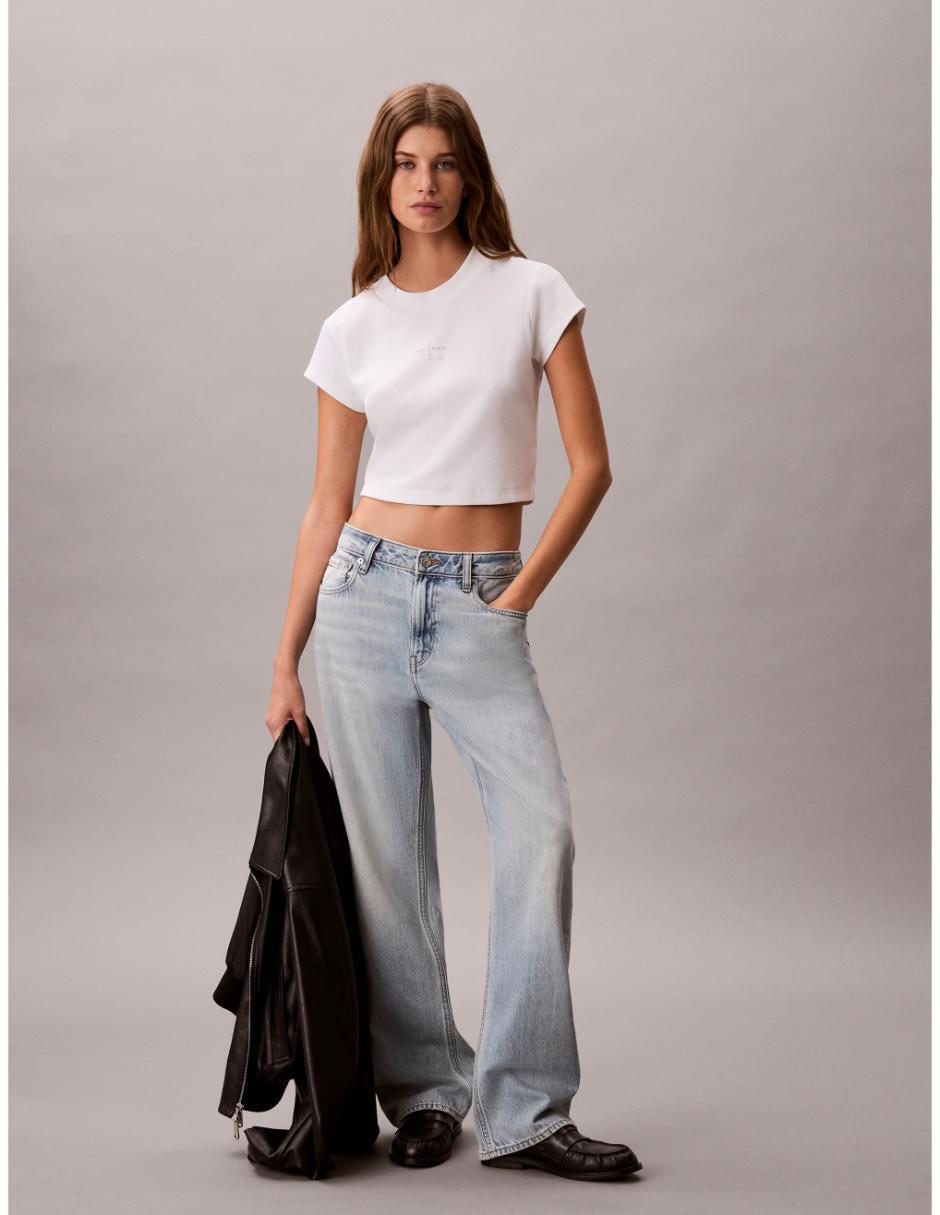 Jeans Jogger Regular Straight Calvin Klein 47G797G-1Xo Corte Cintura Alta Para Mujer