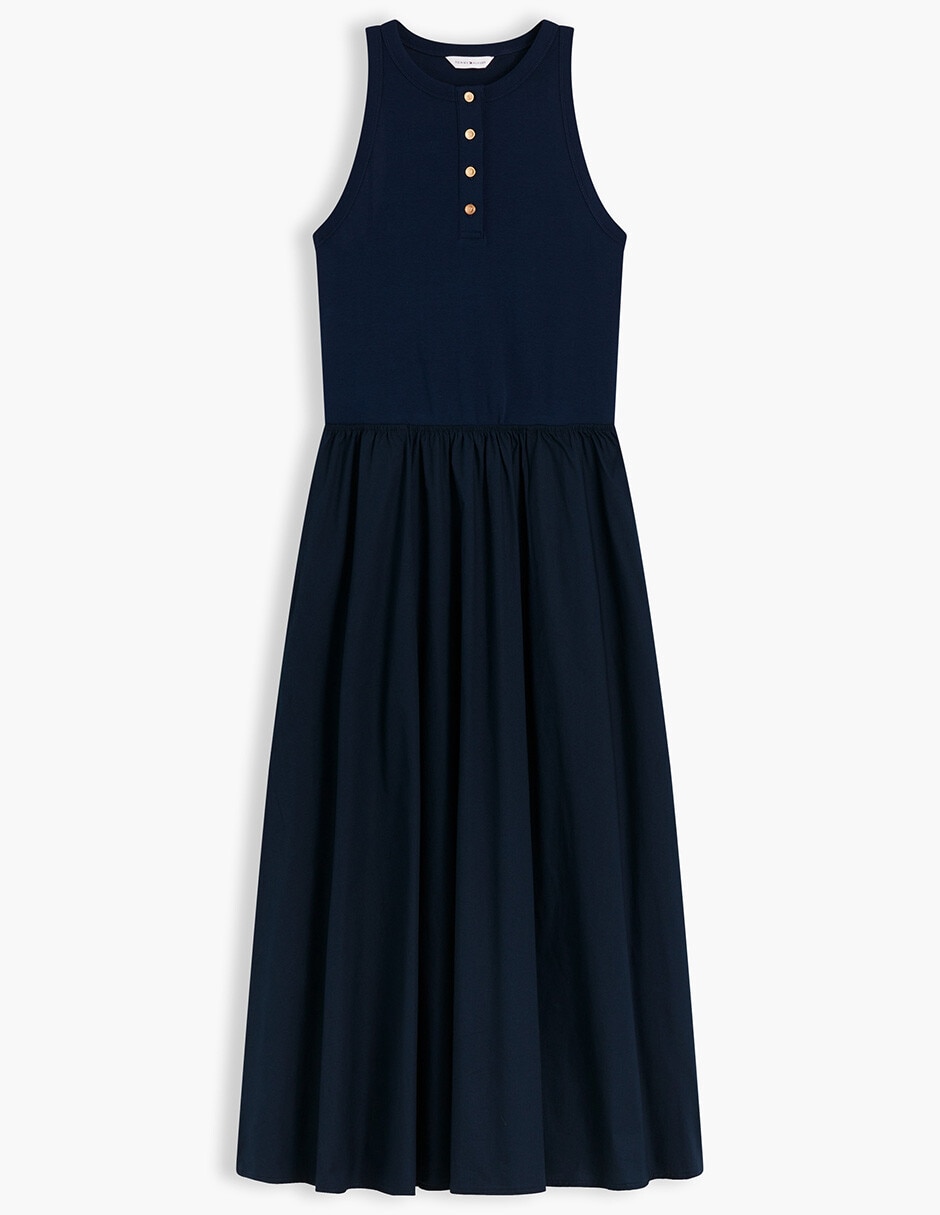Vestido largo casual Gold Button para mujer 5