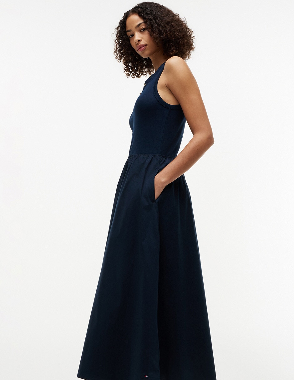 Vestido largo casual Gold Button para mujer 4