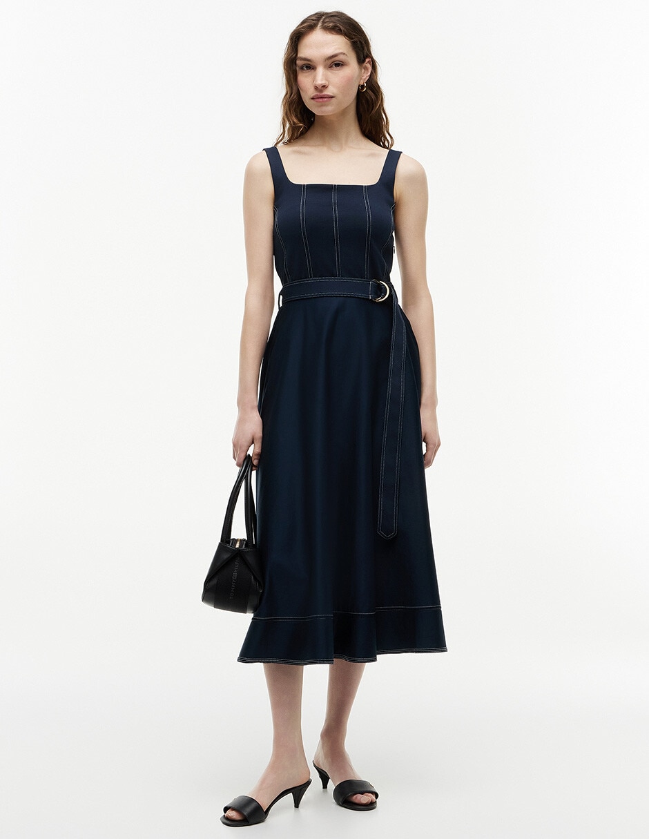 Vestido largo casual Contrast Stitching para mujer Vestido largo casual Contrast Stitching para mujer