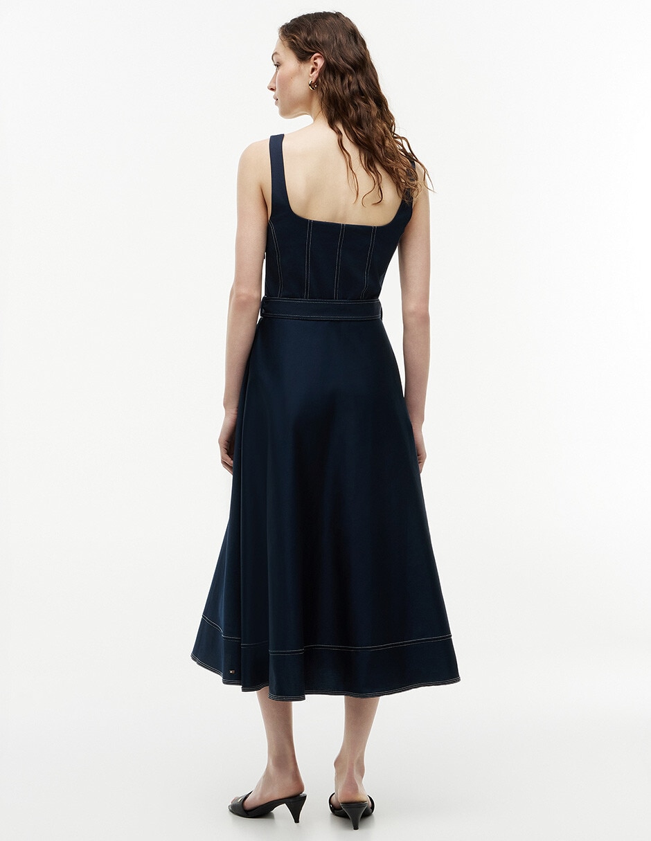 Vestido largo casual Contrast Stitching para mujer