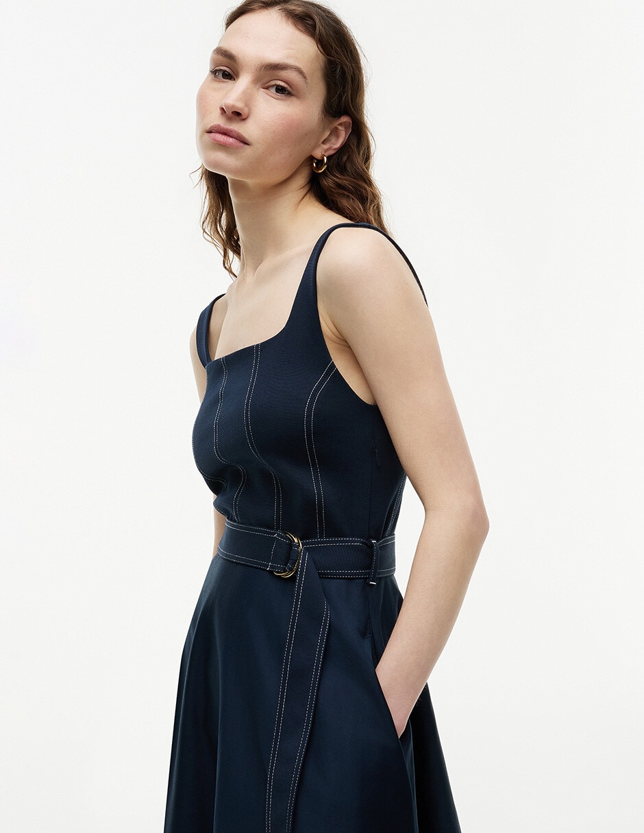 Vestido largo casual Contrast Stitching para mujer