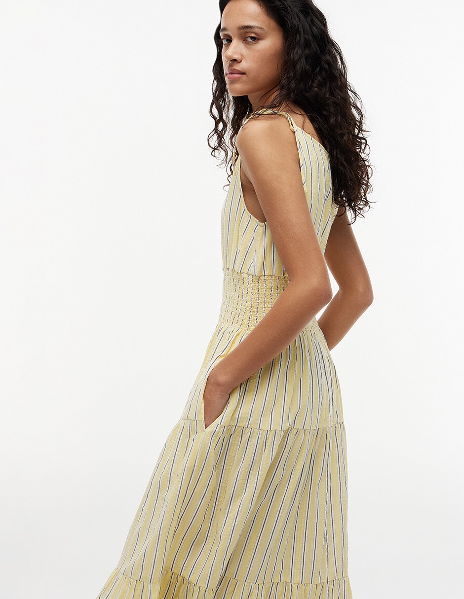 Vestido largo casual Smocking With Tie para mujer 2