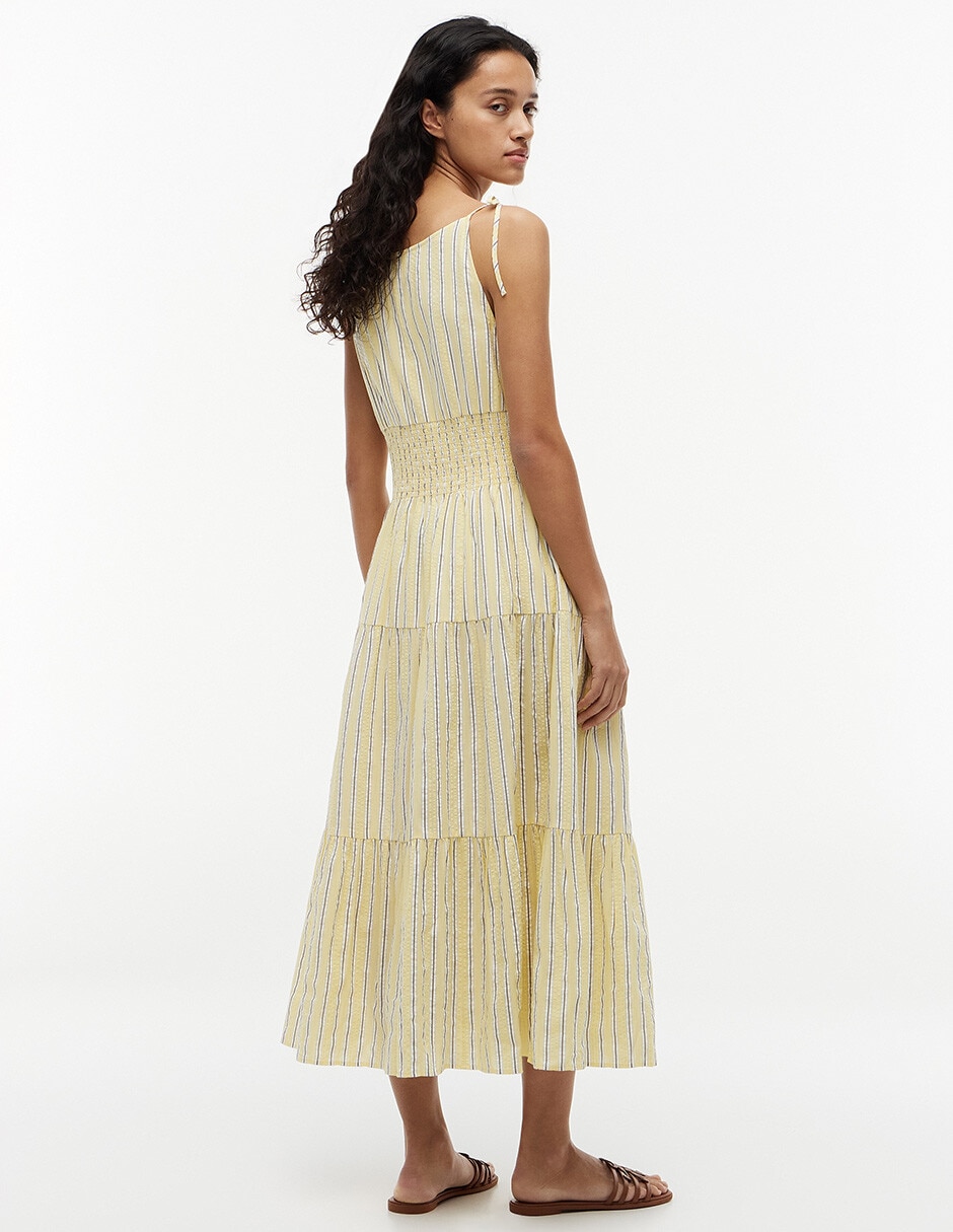 Vestido largo casual Smocking With Tie para mujer 4