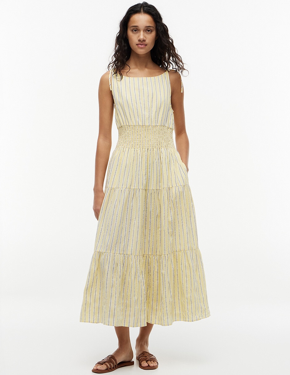 Vestido largo casual Smocking With Tie para mujer