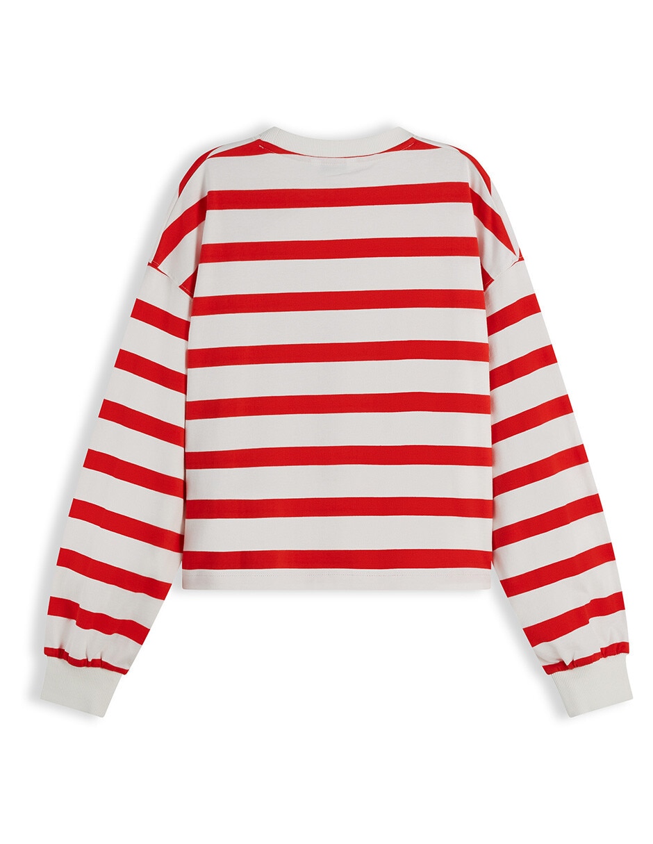 Playera manga larga Tommy Th Roundl cuello redondo para mujer