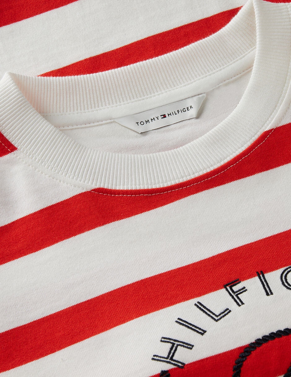 Playera manga larga Tommy Th Roundl cuello redondo para mujer